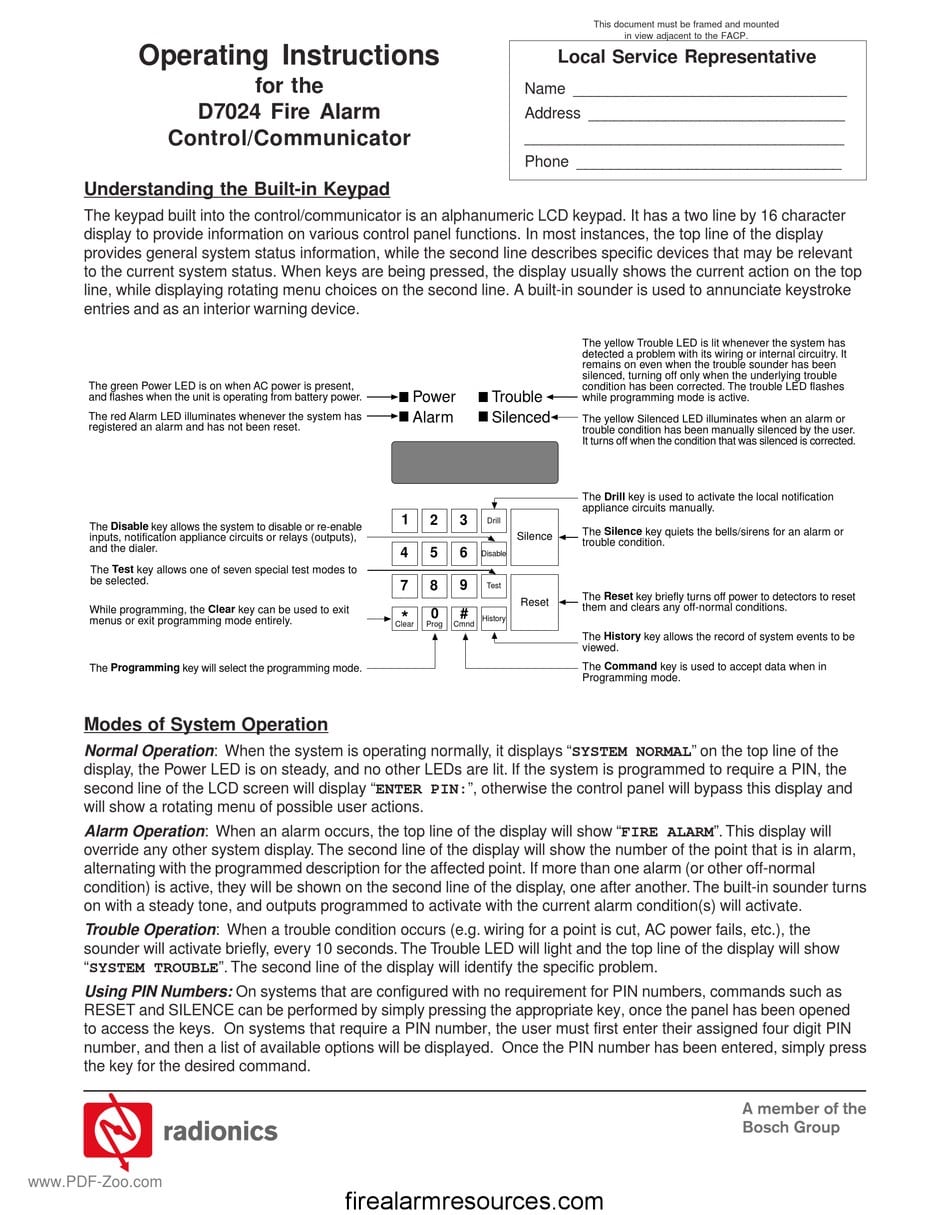 radionics d7024 programming manual