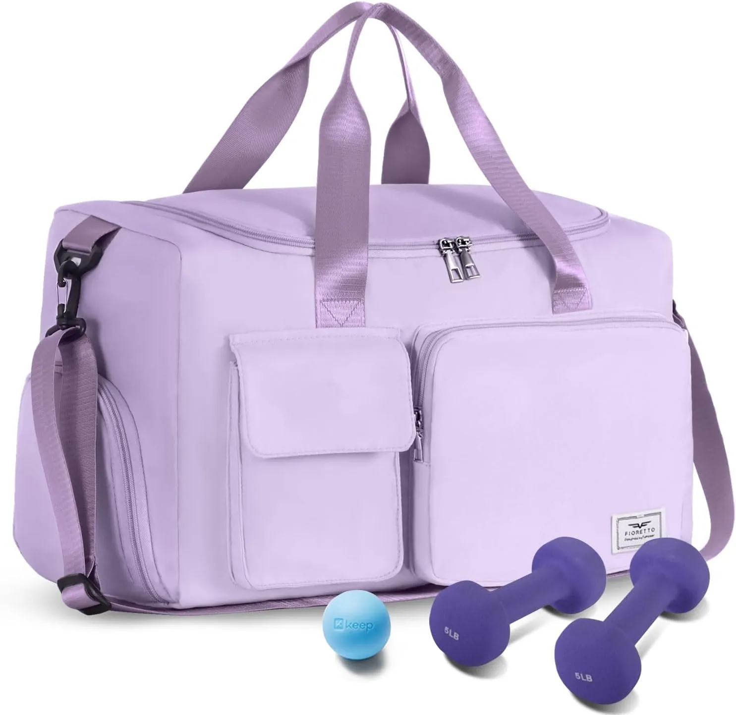 FIORETTO Women's Gym Duffle Bag with Shoes Compartment
