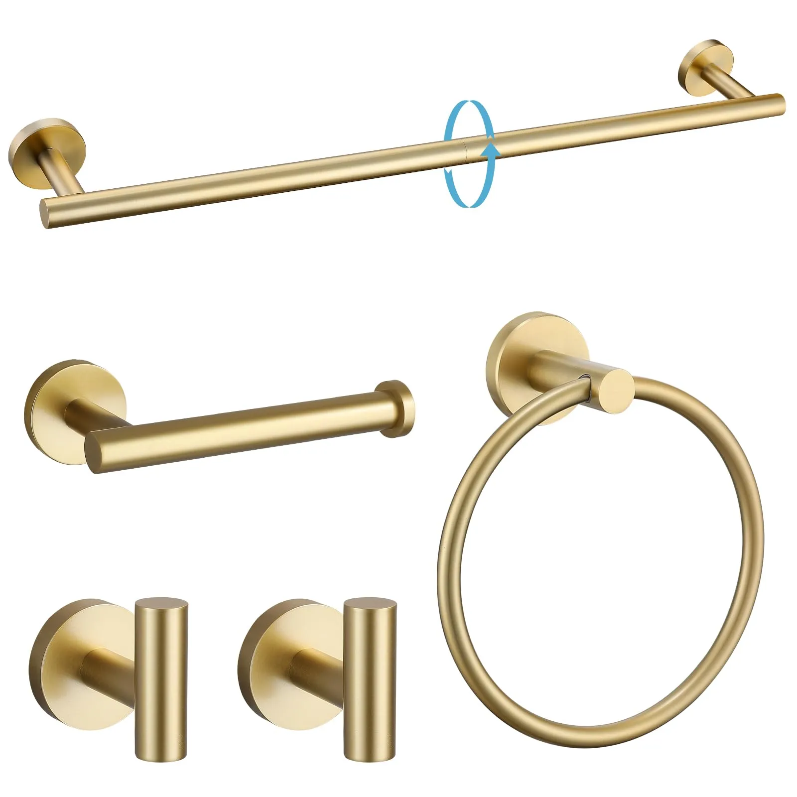 Summer 2025: The Ultimate Guide to Bath Towels and Accessories 31 TURS Brushed Gold 5 Piece Bathroom Hardware Set