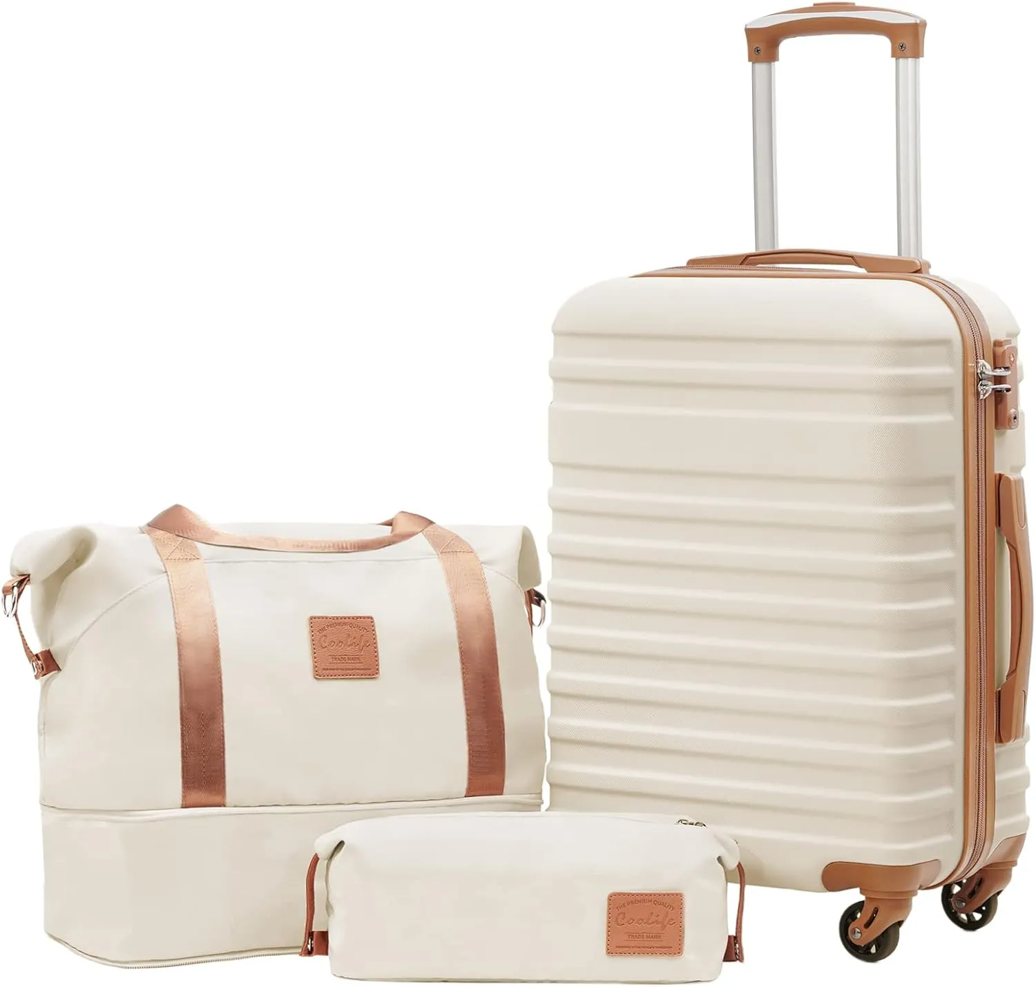 Coolife 3 Piece Carry On Hardside Luggage Set