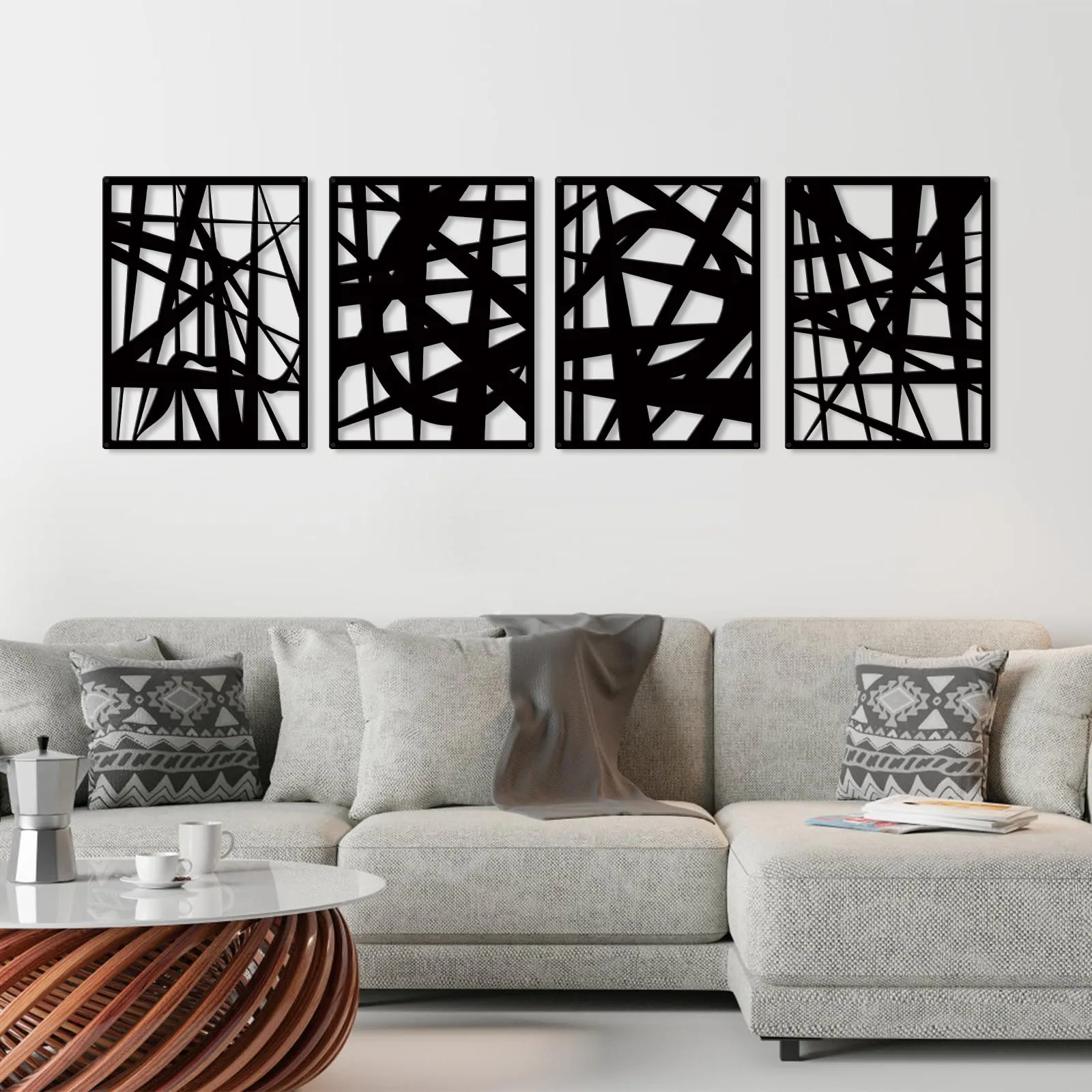 RUFHVTY 4 Pcs Metal Abstract Wall Art