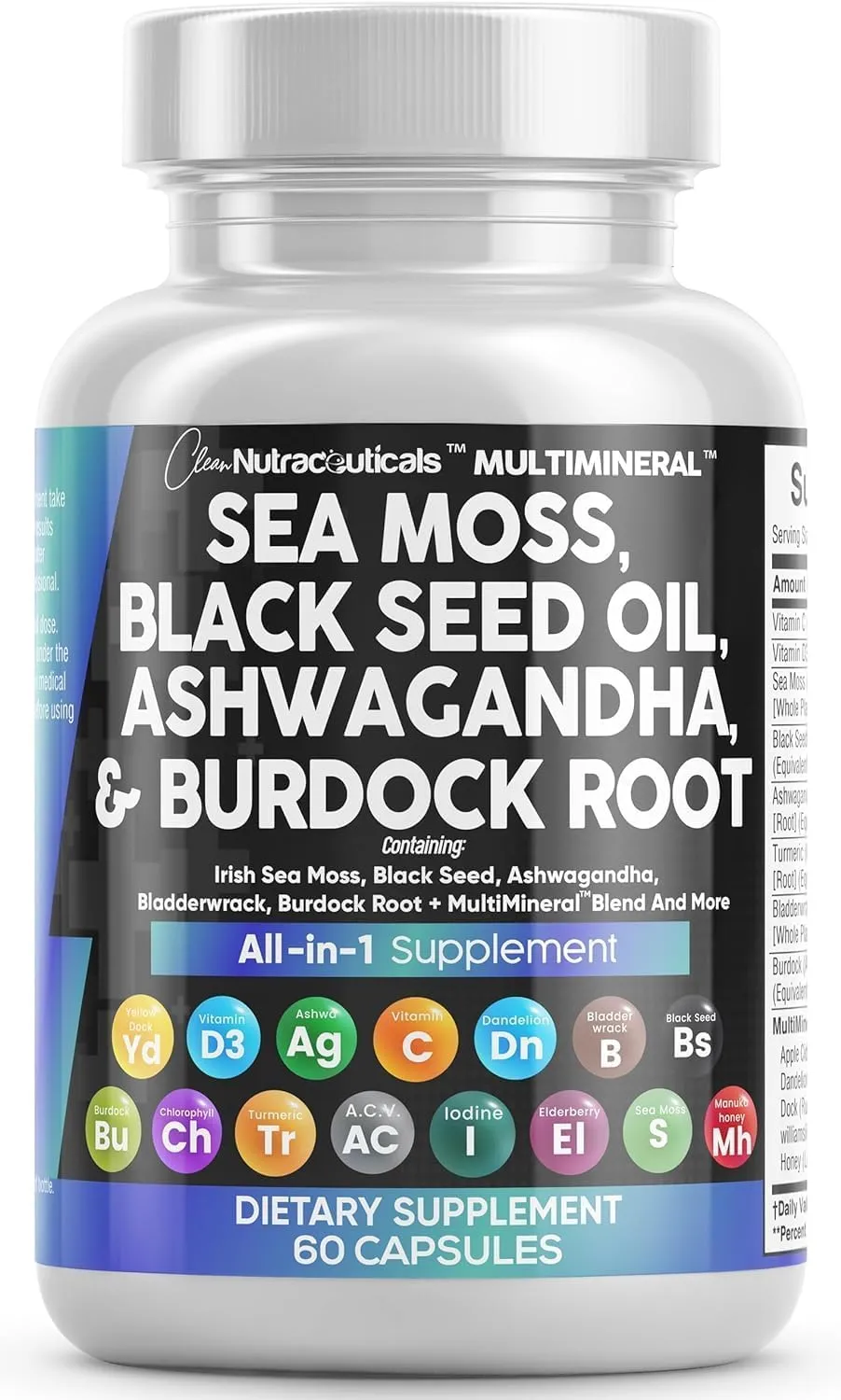 Clean Nutraceuticals Sea Moss Black Seed Oil Ashwagandha Turmeric Blend