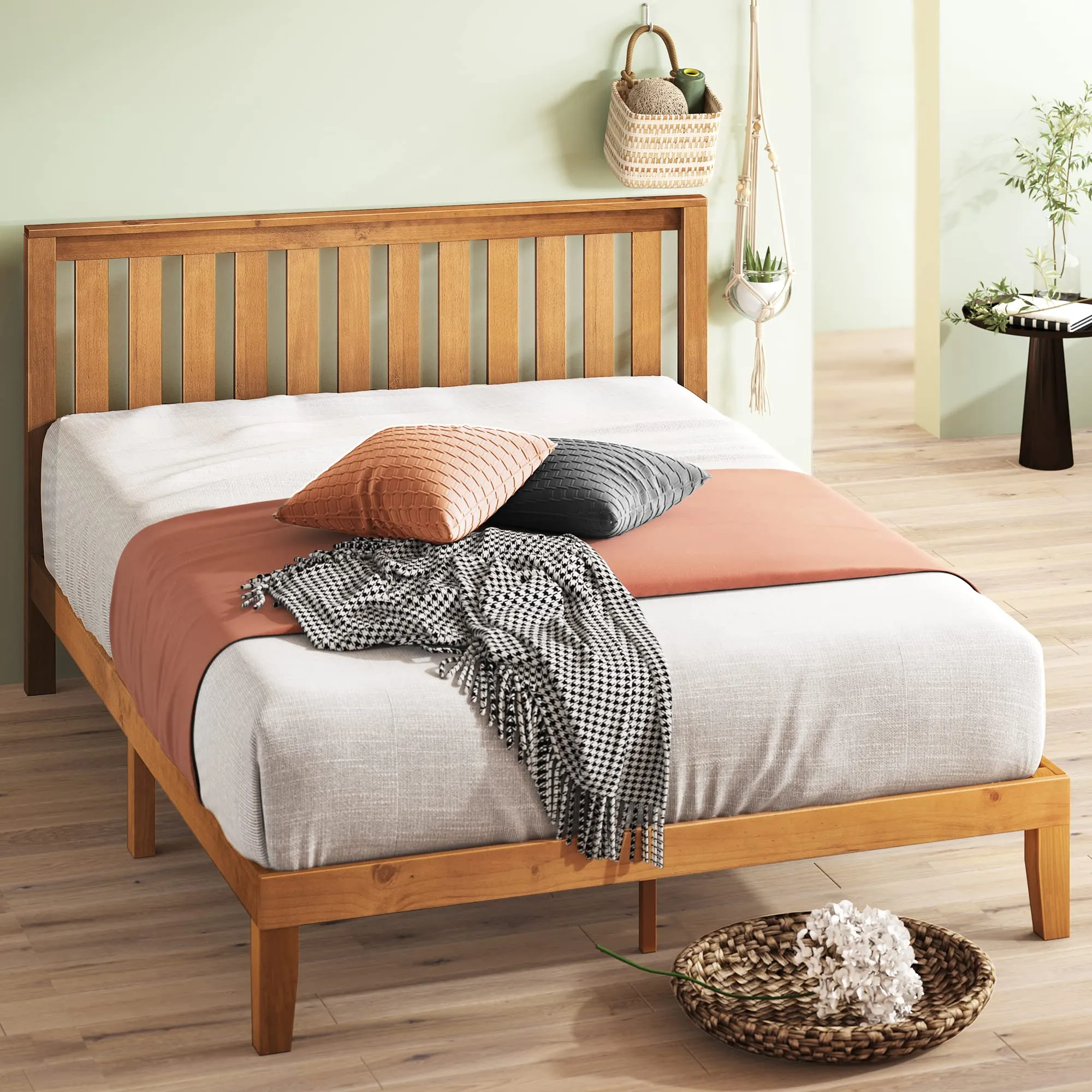 Zinus 12 Inch Solid Wood Platform Bed with Headboard