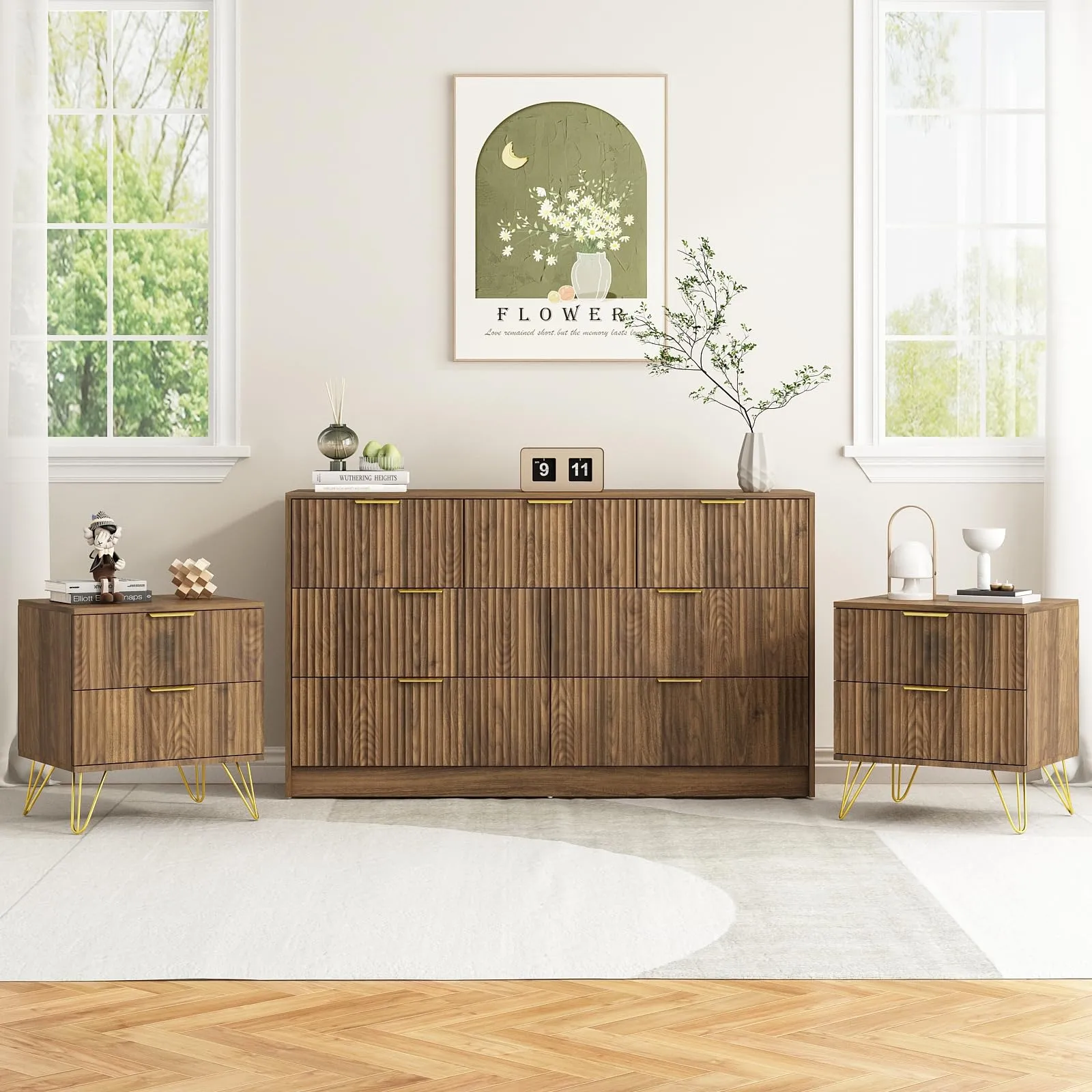 7 Drawer Dresser and Nightstand Set