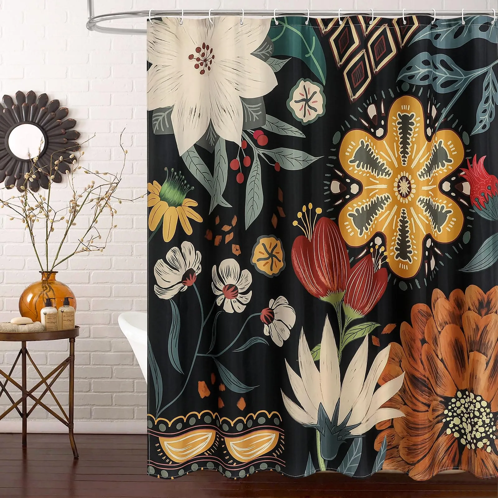 Summer 2025: The Ultimate Guide to Bath Towels and Accessories 44 MitoVilla Boho Floral Shower Curtain