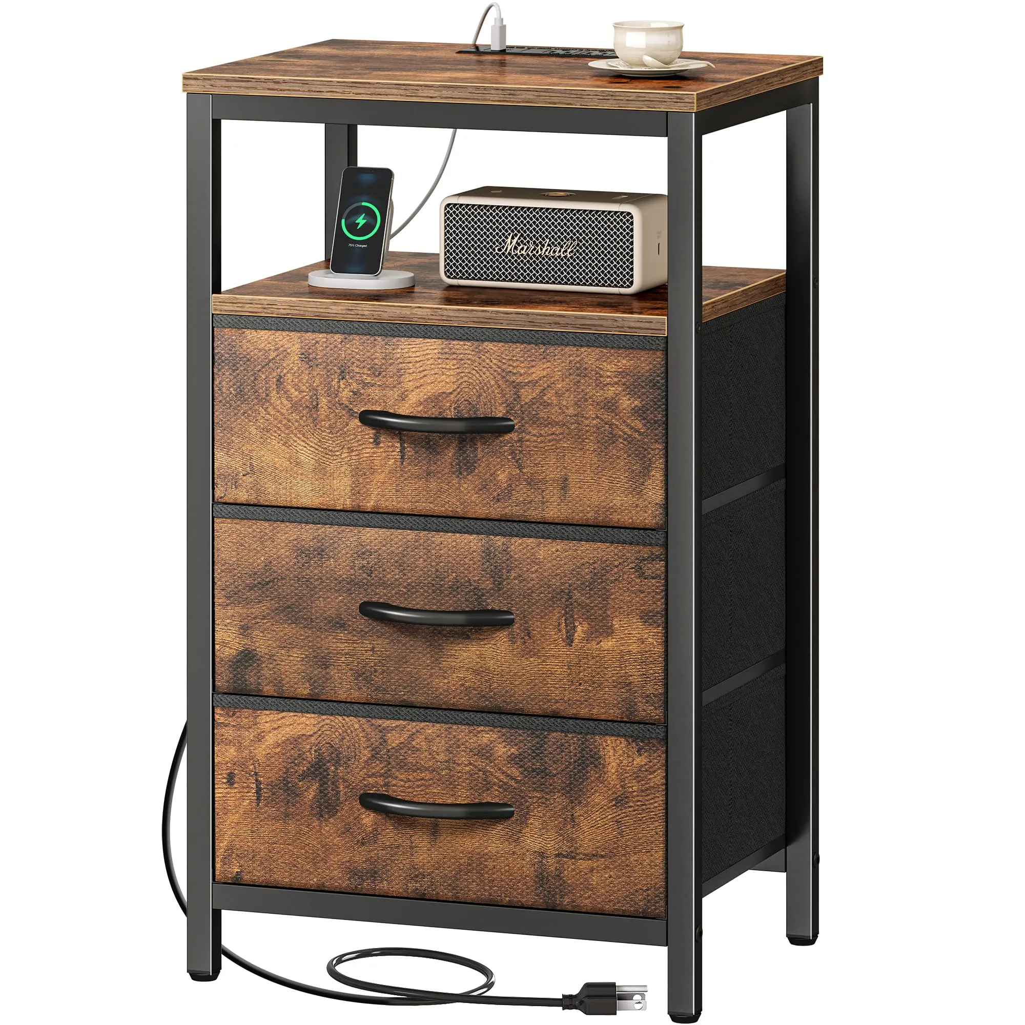 Huuger Nightstand with Charging Station