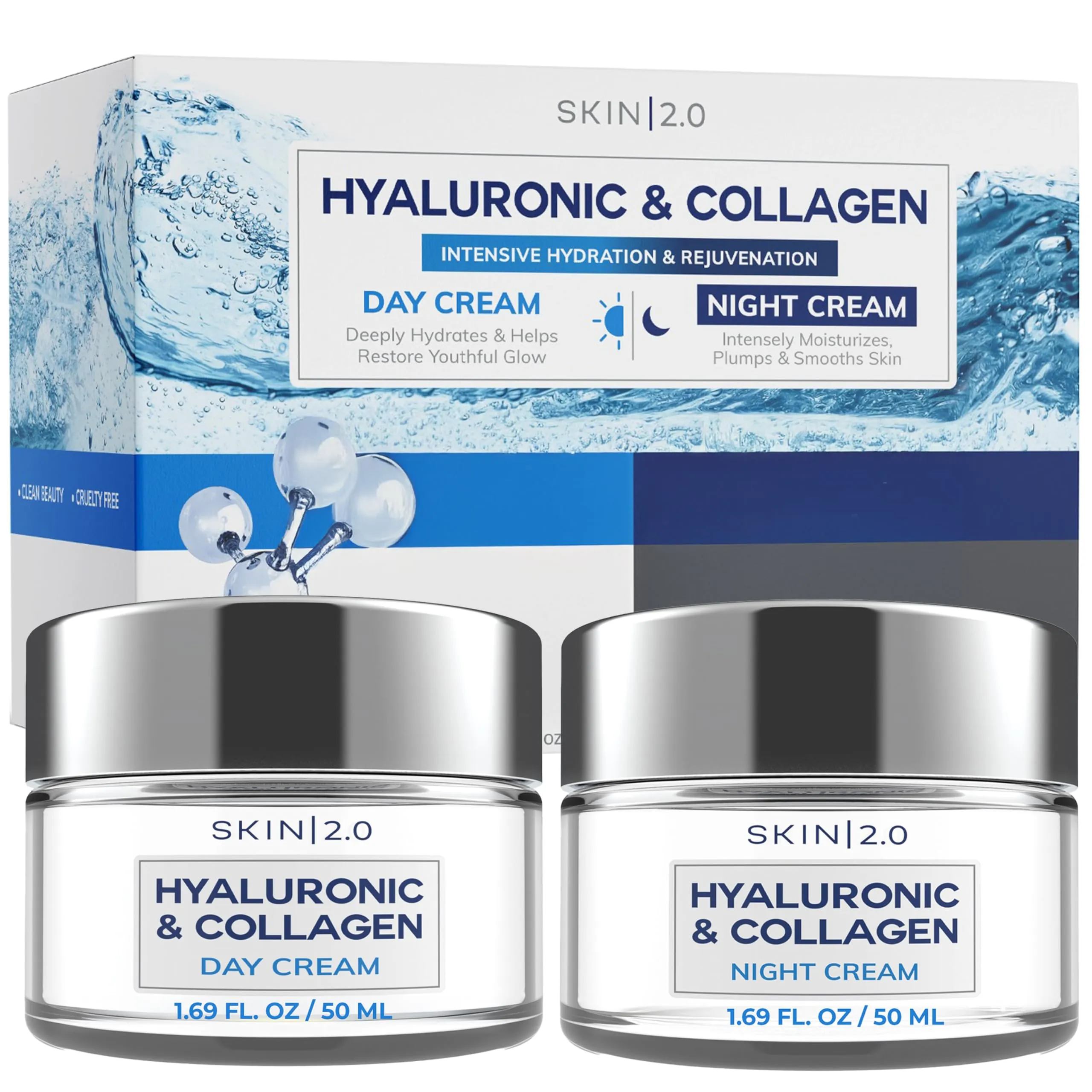 Hyaluronic Acid & Collagen Day & Night Face Moisturizer