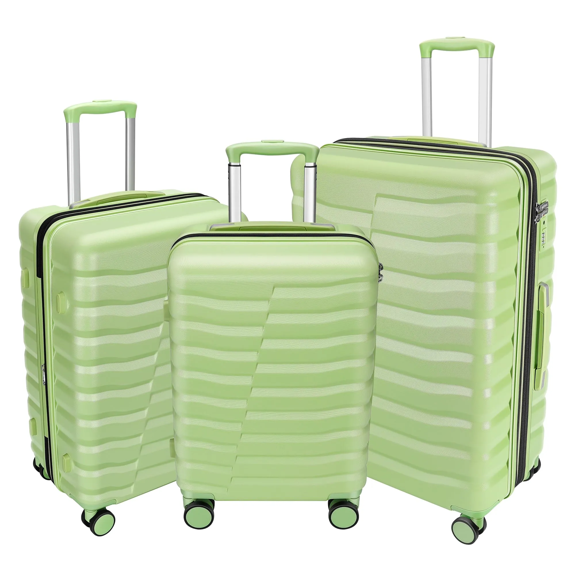 Lightweight Luggage with Spinner Wheels & YKK Zipper, 3-Piece Suitcase Set