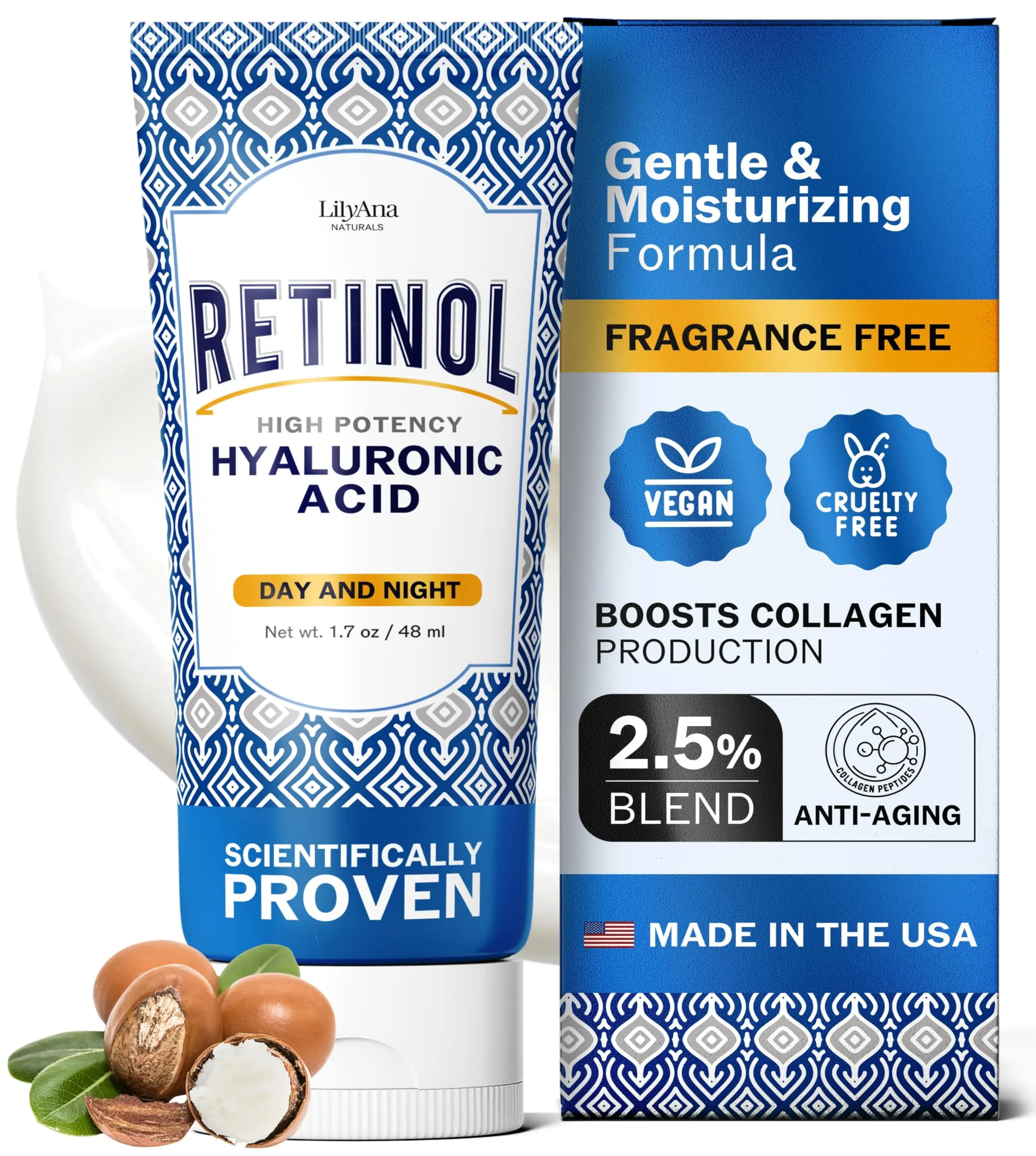 LilyAna Naturals Anti Aging Retinol Face Cream 1.7 Oz